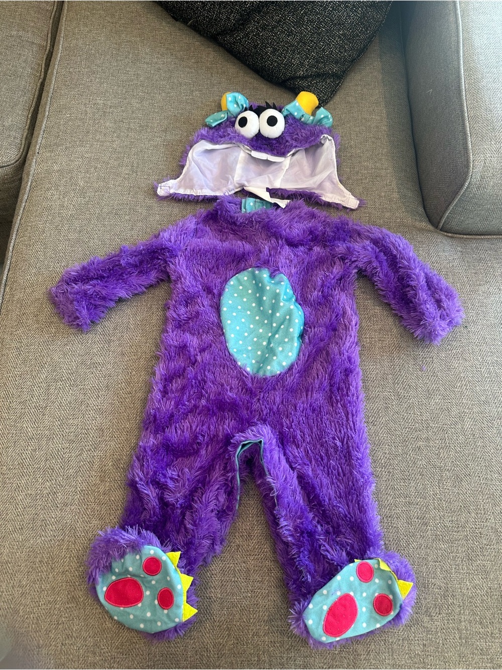 Spirit Halloween Purple Fuzzy Monster Costume